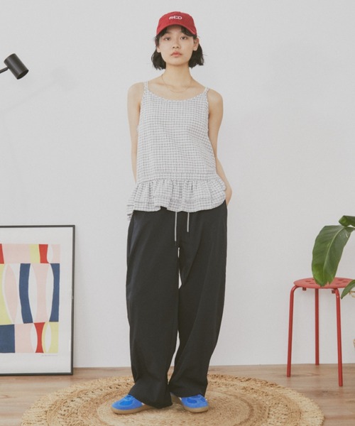 MERLOT（メルロー）の「ギンガムチェックキャミビスチェ（タンクトップ・レディース・ブラック/ホワイト・FREE）」の5枚目の写真