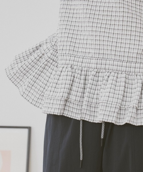 MERLOT（メルロー）の「ギンガムチェックキャミビスチェ（タンクトップ・レディース・ブラック/ホワイト・FREE）」の12枚目の写真