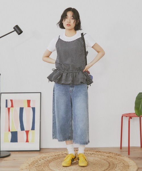 MERLOT（メルロー）の「ギンガムチェックキャミビスチェ（タンクトップ・レディース・ブラック/ホワイト・FREE）」の19枚目の写真