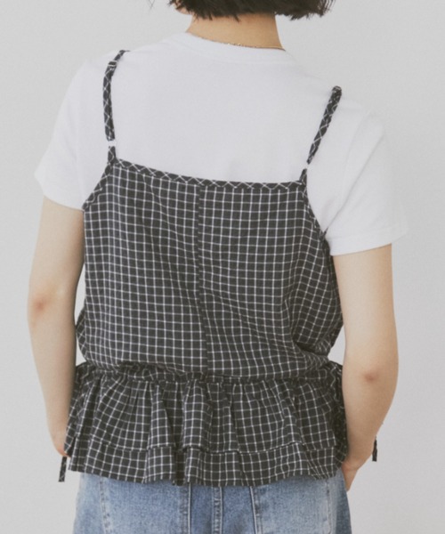 MERLOT（メルロー）の「ギンガムチェックキャミビスチェ（タンクトップ・レディース・ブラック/ホワイト・FREE）」の17枚目の写真
