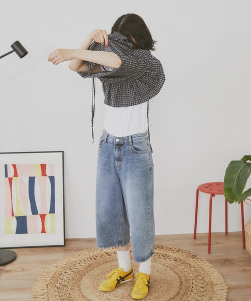 MERLOT（メルロー）の「ギンガムチェックキャミビスチェ（タンクトップ・レディース・ブラック/ホワイト・FREE）」の22枚目の写真