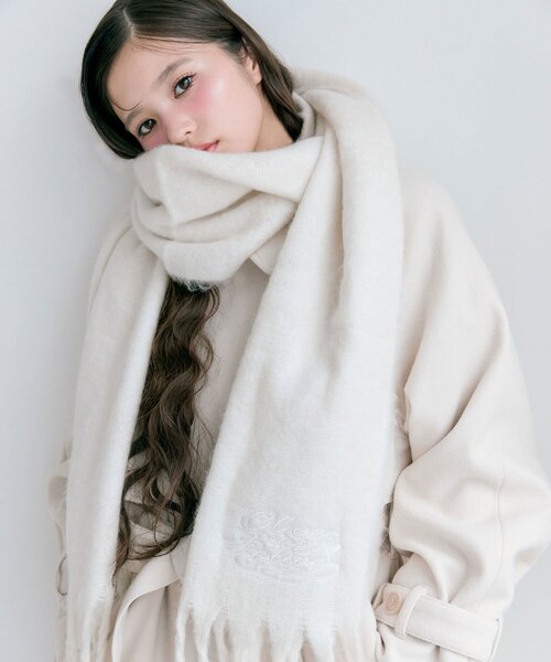 セール】【SNSで話題】ロゴ刺繍ブークレマフラー（ストール/ショール