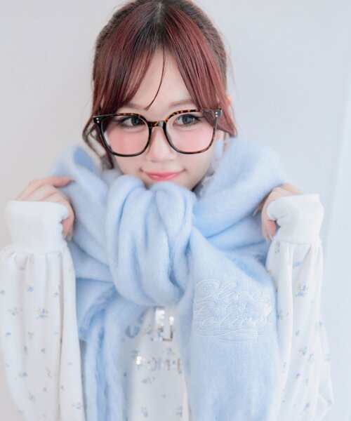 SNSで話題】ロゴ刺繍ブークレマフラー（ストール/ショール