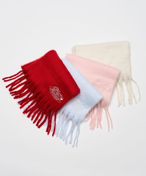 SNSで話題】ロゴ刺繍ブークレマフラー（ストール/ショール）｜OLIVE