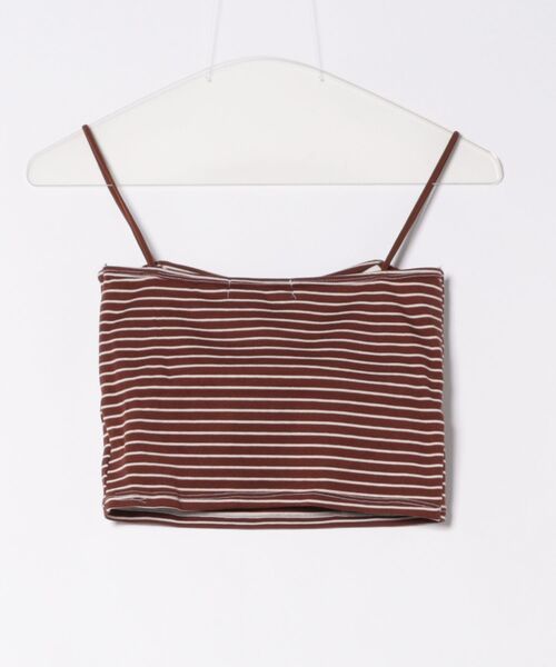 HALEY PESCA（ヘーリーペスカ）の「HALEY PESCA/カップ付き　ミニ丈ボーダーキャミソール（キャミソール・レディース・ホワイト/ブラウン/ブラック・FREE）」の8枚目の写真