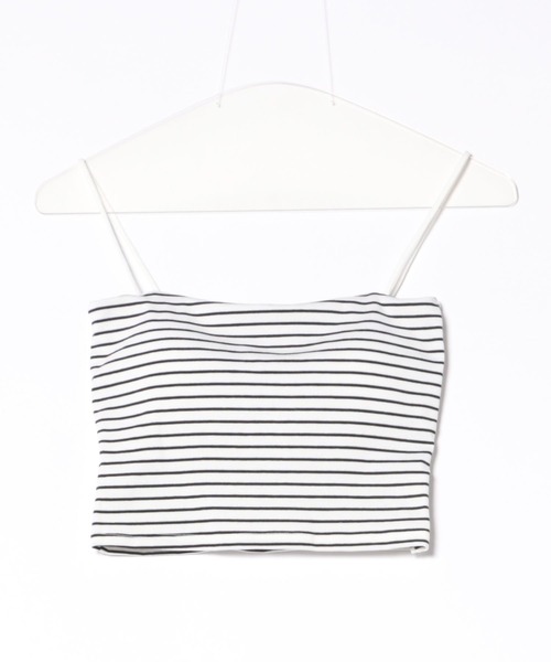 HALEY PESCA（ヘーリーペスカ）の「HALEY PESCA/カップ付き　ミニ丈ボーダーキャミソール（キャミソール・レディース・ホワイト/ブラウン/ブラック・FREE）」の5枚目の写真