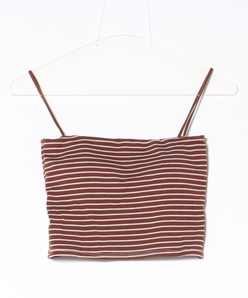HALEY PESCA（ヘーリーペスカ）の「HALEY PESCA/カップ付き　ミニ丈ボーダーキャミソール（キャミソール・レディース・ホワイト/ブラウン/ブラック・FREE）」の6枚目の写真