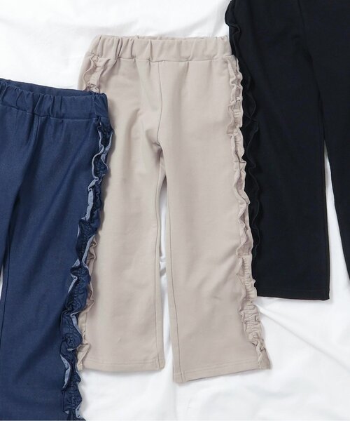 apres les cours(アプレレクール)の「サイドフリルストレート/7days Style pants(その他パンツ・キッズ・ベージュ/ネイビー/ブラック・80/90/100/110/120/130)」の3枚目の写真