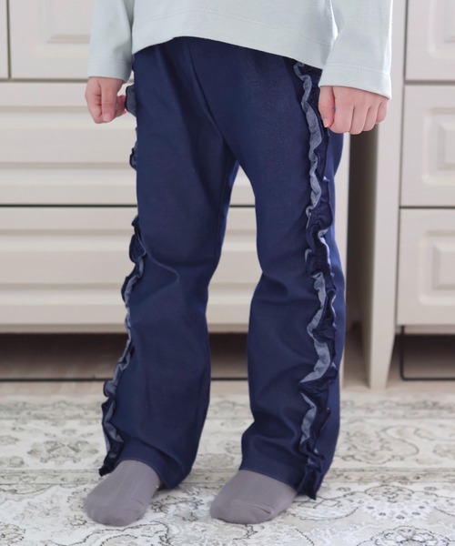 apres les cours(アプレレクール)の「サイドフリルストレート/7days Style pants(その他パンツ・キッズ・ベージュ/ネイビー/ブラック・80/90/100/110/120/130)」の1枚目の写真