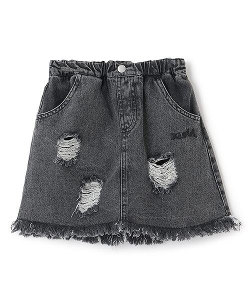 X-girl Stages（エックスガールステージス）の「クラッシュ加工カットオフスカート（デニムスカート・キッズ・ブラック/ブルー/カラフル・130cm/120cm/100cm/140cm/110cm）」の18枚目の写真