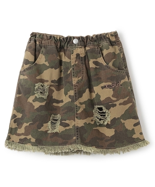 X-girl Stages（エックスガールステージス）の「クラッシュ加工カットオフスカート（デニムスカート・キッズ・ブラック/ブルー/カラフル・130cm/120cm/100cm/140cm/110cm）」の17枚目の写真