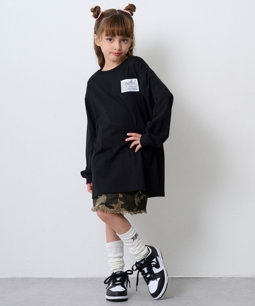 X-girl Stages（エックスガールステージス）の「クラッシュ加工カットオフスカート（デニムスカート・キッズ・ブラック/ブルー/カラフル・130cm/120cm/100cm/140cm/110cm）」の9枚目の写真