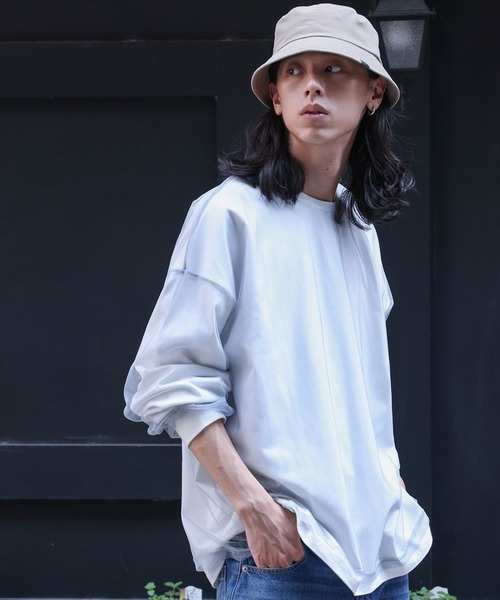 MDR(エムディアール)の「チュールドッキングカットソートップス(Tシャツ/カットソー・メンズ・オフホワイト/ブラック・L/M)」の5枚目の写真
