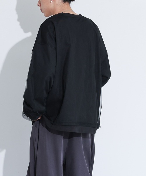 MDR(エムディアール)の「チュールドッキングカットソートップス(Tシャツ/カットソー・メンズ・オフホワイト/ブラック・L/M)」の11枚目の写真