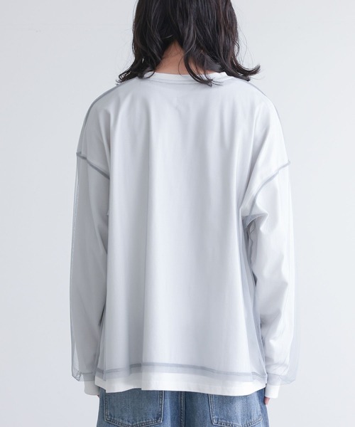 MDR(エムディアール)の「チュールドッキングカットソートップス(Tシャツ/カットソー・メンズ・オフホワイト/ブラック・L/M)」の16枚目の写真