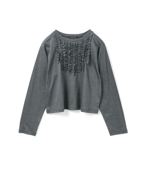 mizuiroind（ミズイロインド）の「mizuiro ind フロントフリルプルオーバー（Tシャツ/カットソー・レディース・ベージュ/チャコールグレー/オフホワイト/ブラック・FREE）」の4枚目の写真