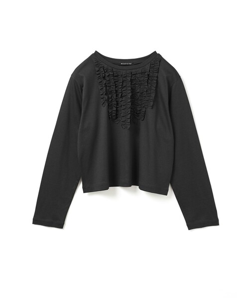 mizuiroind（ミズイロインド）の「mizuiro ind フロントフリルプルオーバー（Tシャツ/カットソー・レディース・ベージュ/チャコールグレー/オフホワイト/ブラック・FREE）」の3枚目の写真