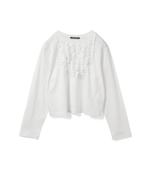 mizuiroind（ミズイロインド）の「mizuiro ind フロントフリルプルオーバー（Tシャツ/カットソー・レディース・ベージュ/チャコールグレー/オフホワイト/ブラック・FREE）」の5枚目の写真