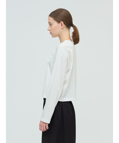 mizuiroind（ミズイロインド）の「mizuiro ind フロントフリルプルオーバー（Tシャツ/カットソー・レディース・ベージュ/チャコールグレー/オフホワイト/ブラック・FREE）」の11枚目の写真