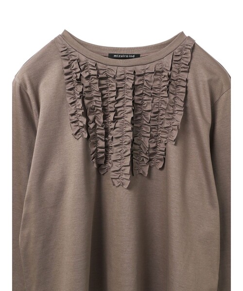 mizuiroind（ミズイロインド）の「mizuiro ind フロントフリルプルオーバー（Tシャツ/カットソー・レディース・ベージュ/チャコールグレー/オフホワイト/ブラック・FREE）」の18枚目の写真