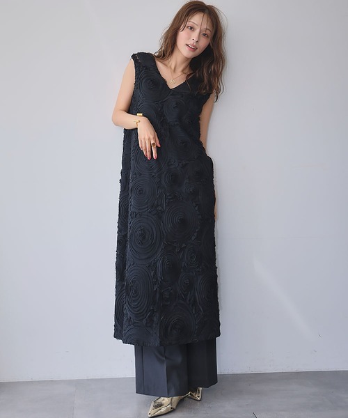 新品！バテンレースワンピース　ノースリーブワンピース セール】前後2WAYバテンレースノースリーブワンピース（ワンピース