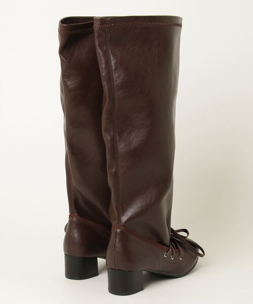THE YOn(ザヨン)の「フェイクレイヤードレースアップロングブーツ(ブーツ・レディース・ブラウン/ブラック・38/39/37)」の18枚目の写真