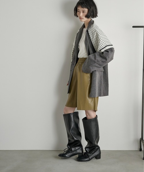 THE YOn(ザヨン)の「フェイクレイヤードレースアップロングブーツ(ブーツ・レディース・ブラウン/ブラック・38/39/37)」の15枚目の写真