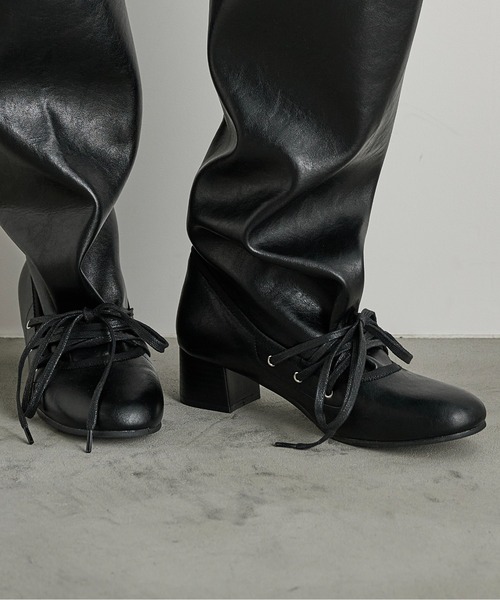 THE YOn(ザヨン)の「フェイクレイヤードレースアップロングブーツ(ブーツ・レディース・ブラウン/ブラック・38/39/37)」の10枚目の写真