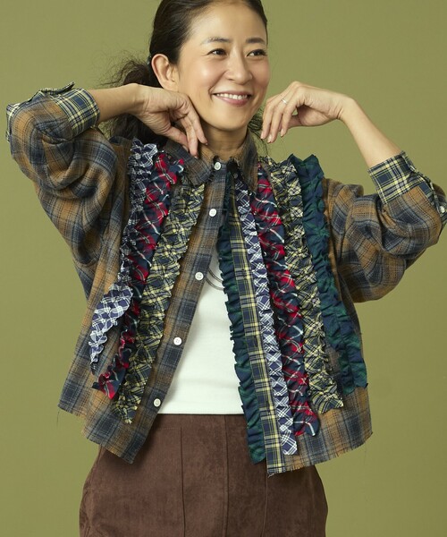 Freada/フリーダ フロントフリル チェックシャツ（シャツ/ブラウス