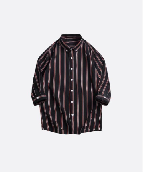 U:UME（ユーム）の「Stripe Half Sleeve Shirt（シャツ/ブラウス・メンズ・ブラック/ブルー/ネイビー/ホワイト/ピンク/レッド・MEDIUM/LARGE/X-LARGE/XX-LARGE）」の6枚目の写真