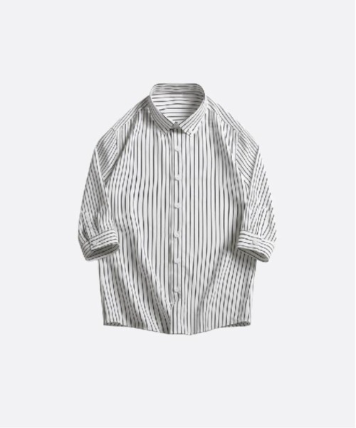 U:UME（ユーム）の「Stripe Half Sleeve Shirt（シャツ/ブラウス・メンズ・ブラック/ブルー/ネイビー/ホワイト/ピンク/レッド・MEDIUM/LARGE/X-LARGE/XX-LARGE）」の2枚目の写真