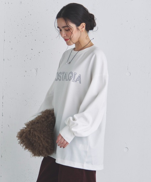 Doux archives（ドゥアルシーヴ）の「オーバーロゴロンTee（Tシャツ/カットソー・レディース・グレイッシュベージュ/ブラック/オフホワイト・FREE）」の16枚目の写真