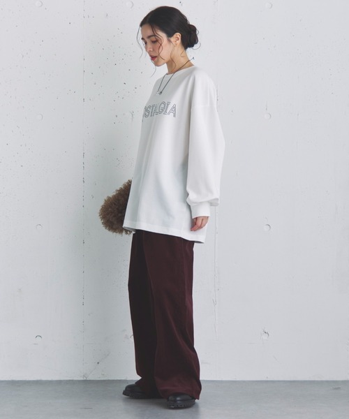 Doux archives（ドゥアルシーヴ）の「オーバーロゴロンTee（Tシャツ/カットソー・レディース・グレイッシュベージュ/ブラック/オフホワイト・FREE）」の7枚目の写真