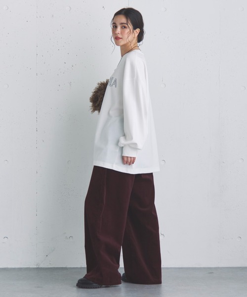 Doux archives（ドゥアルシーヴ）の「オーバーロゴロンTee（Tシャツ/カットソー・レディース・グレイッシュベージュ/ブラック/オフホワイト・FREE）」の8枚目の写真