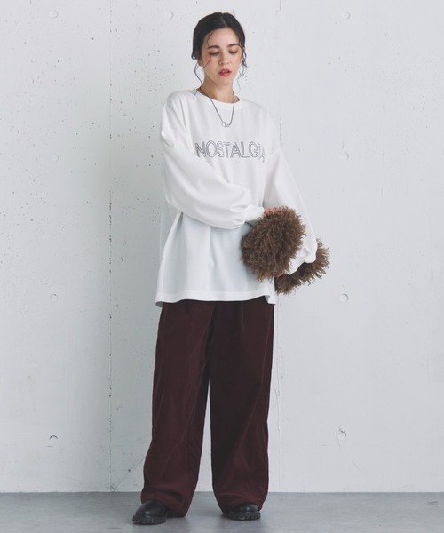 Doux archives（ドゥアルシーヴ）の「オーバーロゴロンTee（Tシャツ/カットソー・レディース・グレイッシュベージュ/ブラック/オフホワイト・FREE）」の12枚目の写真