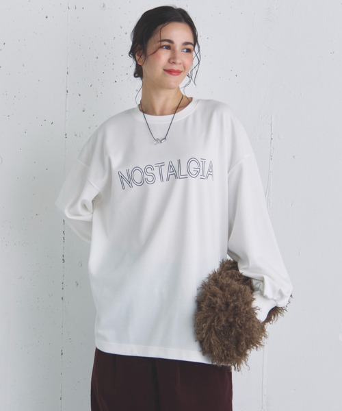 Doux archives（ドゥアルシーヴ）の「オーバーロゴロンTee（Tシャツ/カットソー・レディース・グレイッシュベージュ/ブラック/オフホワイト・FREE）」の14枚目の写真