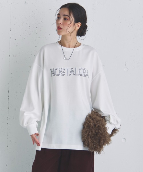 Doux archives（ドゥアルシーヴ）の「オーバーロゴロンTee（Tシャツ/カットソー・レディース・グレイッシュベージュ/ブラック/オフホワイト・FREE）」の15枚目の写真