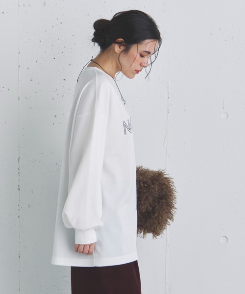 Doux archives（ドゥアルシーヴ）の「オーバーロゴロンTee（Tシャツ/カットソー・レディース・グレイッシュベージュ/ブラック/オフホワイト・FREE）」の19枚目の写真