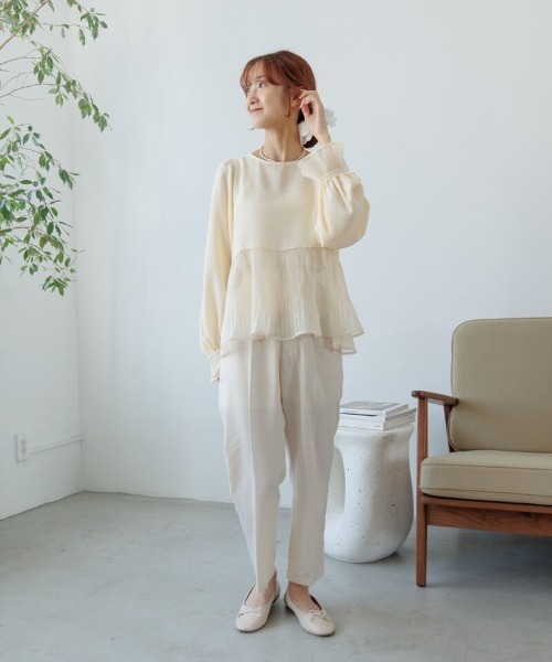 flower（フラワー）の「スモーキーテーパードパンツ3（その他パンツ・レディース・アイボリー/グレー・FREE）」の12枚目の写真