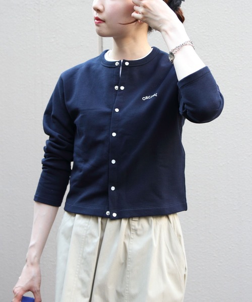 ORCIVAL（オーシバル）の「ORCIVAL/オーシバル　フレンチテリー クルーネックカーディガン　FRENCH TERRY CREWNECK CARDIGAN　OR-C0435 MAZ（カーディガン/ボレロ・レディース・ダークネイビー/レッド/コバルトブルー・2）」の7枚目の写真