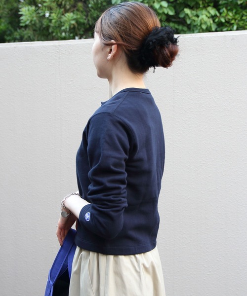 ORCIVAL オーシバル　フレンチテリー クルーネックカーディガン ORCIVAL/オーシバル フレンチテリー クルーネックカーディガン