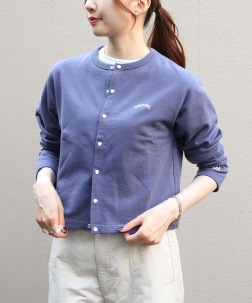 ORCIVAL オーシバル　フレンチテリー クルーネックカーディガン ORCIVAL/オーシバル フレンチテリー クルーネックカーディガン