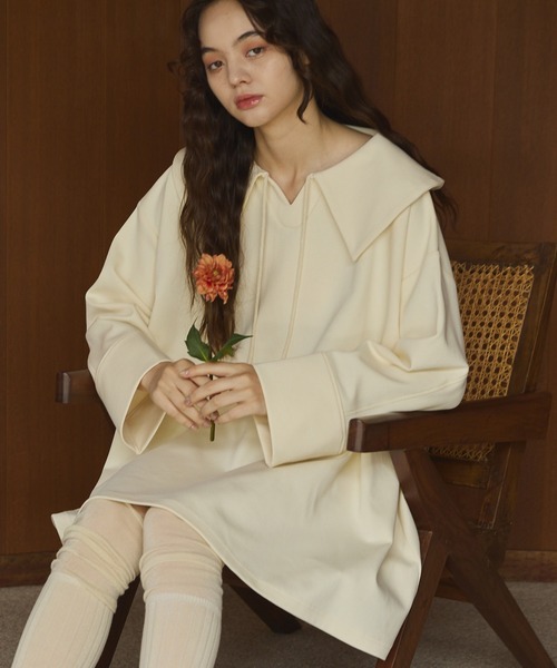 Big collar tunic onepiece/ビックカラーチュニックワンピース