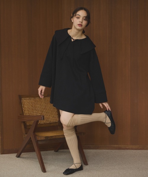 Big collar tunic onepiece/ビックカラーチュニックワンピース