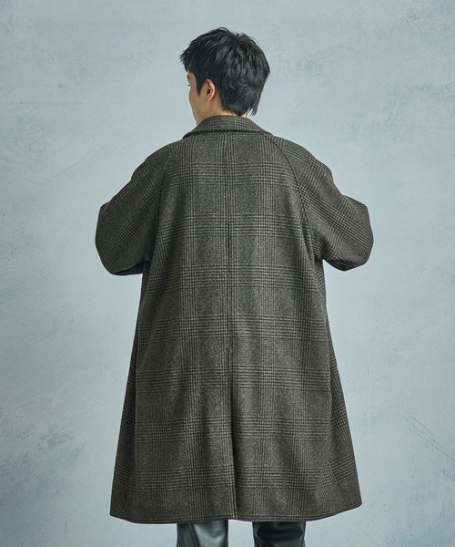 MEN'S BIGI（メンズビギ）の「グレンチェックウール ステンカラーコート（ダウンジャケット/コート・メンズ・ブラウン系その他・02/03）」の16枚目の写真