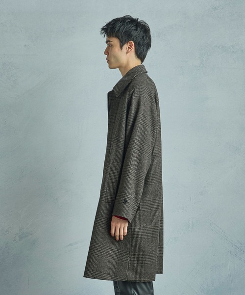 MEN'S BIGI（メンズビギ）の「グレンチェックウール ステンカラーコート（ダウンジャケット/コート・メンズ・ブラウン系その他・02/03）」の15枚目の写真