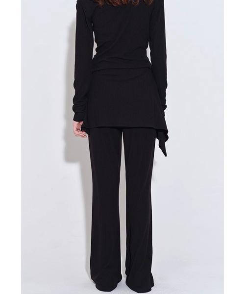 Fano Studios（ファノ ストゥディオズ）の「ウエストゴム レイヤード風 リブフレアパンツ FQ25K051【Fano Studios】【2025AW】（スラックス・レディース・ブラック・M/L/S）」の2枚目の写真