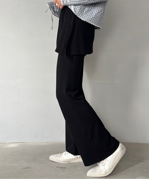 Fano Studios（ファノ ストゥディオズ）の「ウエストゴム レイヤード風 リブフレアパンツ FQ25K051【Fano Studios】【2025AW】（スラックス・レディース・ブラック・M/L/S）」の10枚目の写真