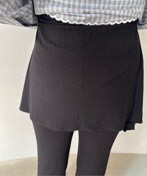 Fano Studios（ファノ ストゥディオズ）の「ウエストゴム レイヤード風 リブフレアパンツ FQ25K051【Fano Studios】【2025AW】（スラックス・レディース・ブラック・M/L/S）」の15枚目の写真
