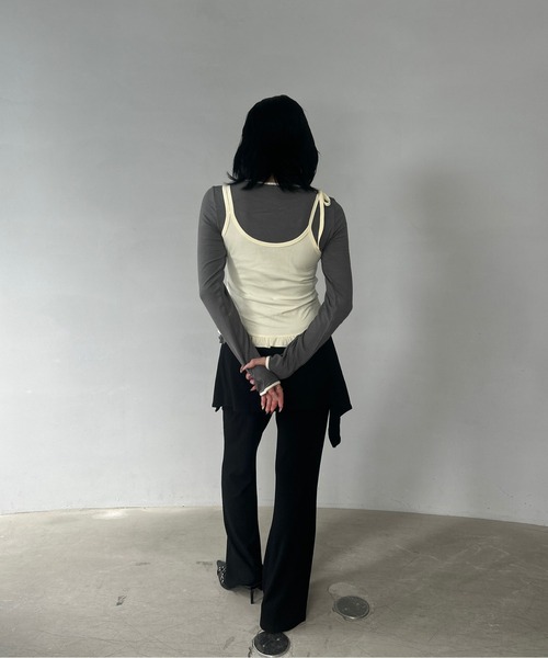 Fano Studios（ファノ ストゥディオズ）の「ウエストゴム レイヤード風 リブフレアパンツ FQ25K051【Fano Studios】【2025AW】（スラックス・レディース・ブラック・M/L/S）」の20枚目の写真